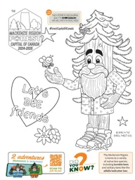 Adventure colouring pages preview showing Boris the Beaver and forest activities