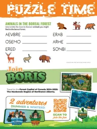 Educational puzzles preview showing word scramble activities
